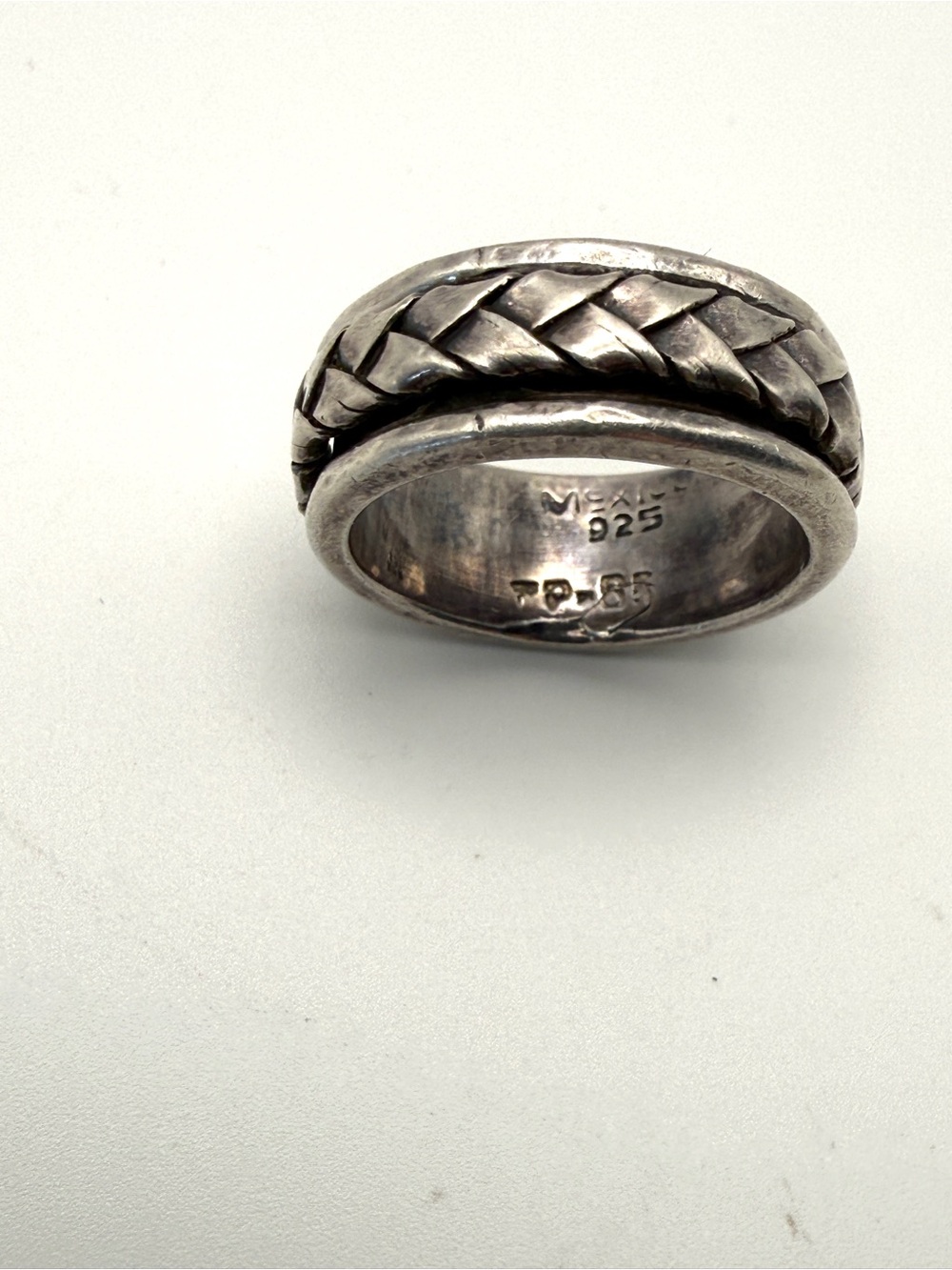 925 Silver Braided Fidget Spinner Ring Size 5.5